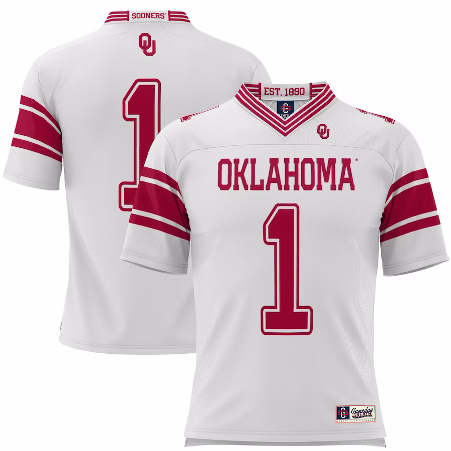 #1 Oklahoma Sooners GameDay Greats Youth Football Jersey - White - Ujersey Shop