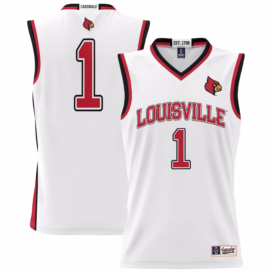 #1 Louisville Cardinals GameDay Greats Youth Lightweight Basketball Jersey - White - Ujersey Shop