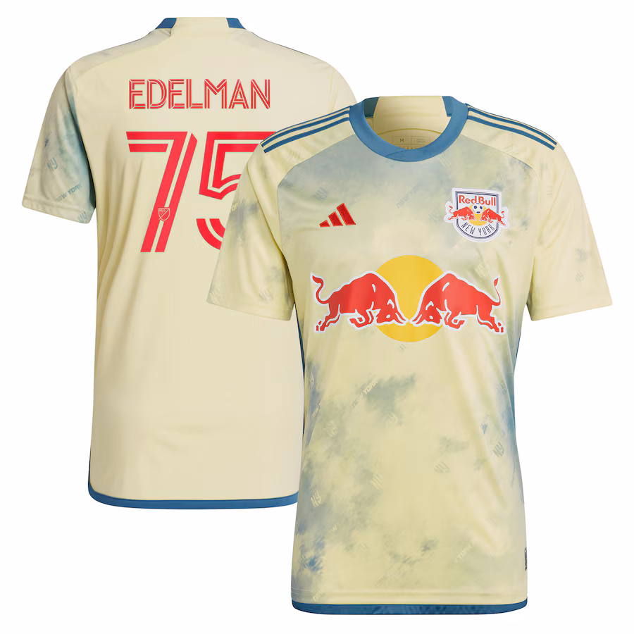 Men's New York Red Bulls Daniel Edelman adidas Yellow 2023 Daniel Patrick Kit Replica Jersey - Ujersey Shop