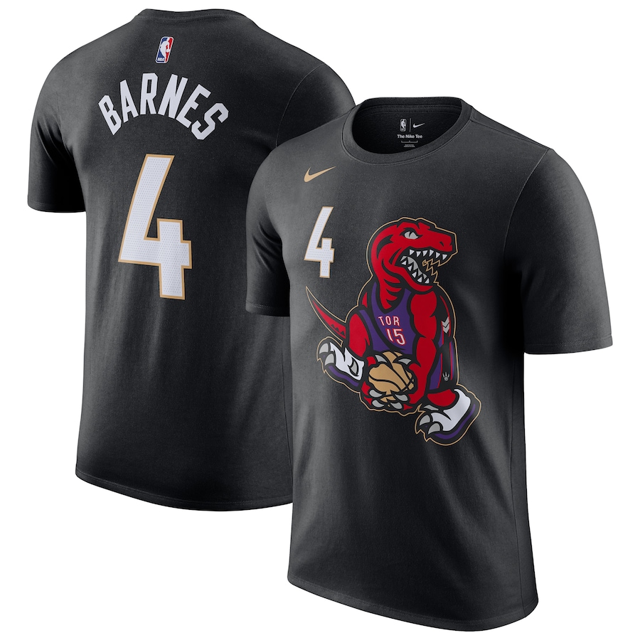 Men's Toronto Raptors Scottie Barnes Nike Black 2024/25 City Edition Name & Number T-Shirt - Ujersey Shop
