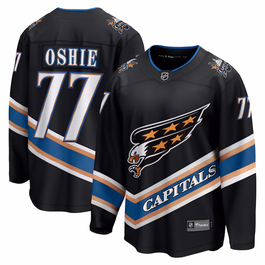 Men's Washington Capitals TJ Oshie Fanatics Black Alternate 50th Anniversary Premier Breakaway Player Jersey - Ujersey Shop
