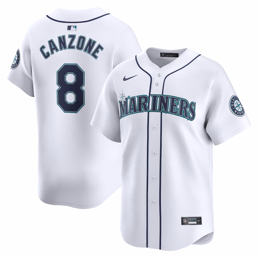 Men's Seattle Mariners Dominic Canzone Nike White Home Limited Player Jersey - Ujersey Shop
