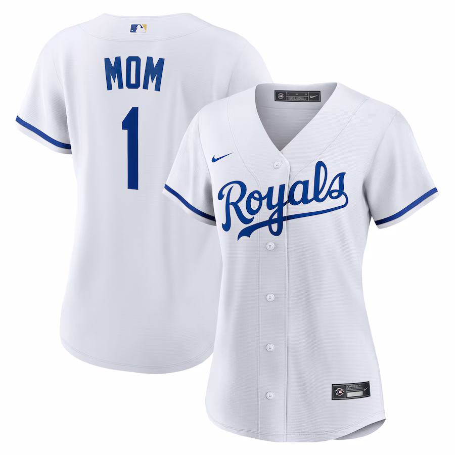 Women's Kansas City Royals Nike White #1 Mom Home Replica Jersey - Ujersey Shop