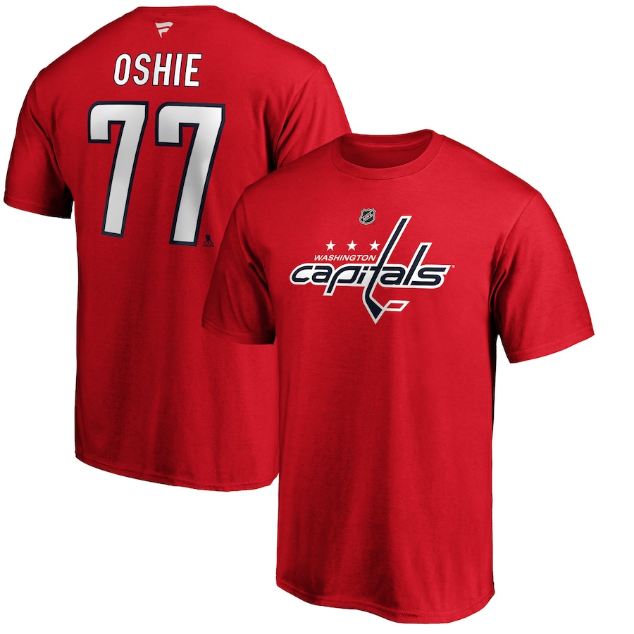Men's Washington Capitals TJ Oshie Fanatics Red Team Authentic Stack Name & Number T-Shirt - Ujersey Shop