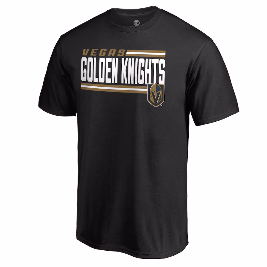 Men's Vegas Golden Knights Black Iconic Collection On Side Stripe T-Shirt - Ujersey Shop