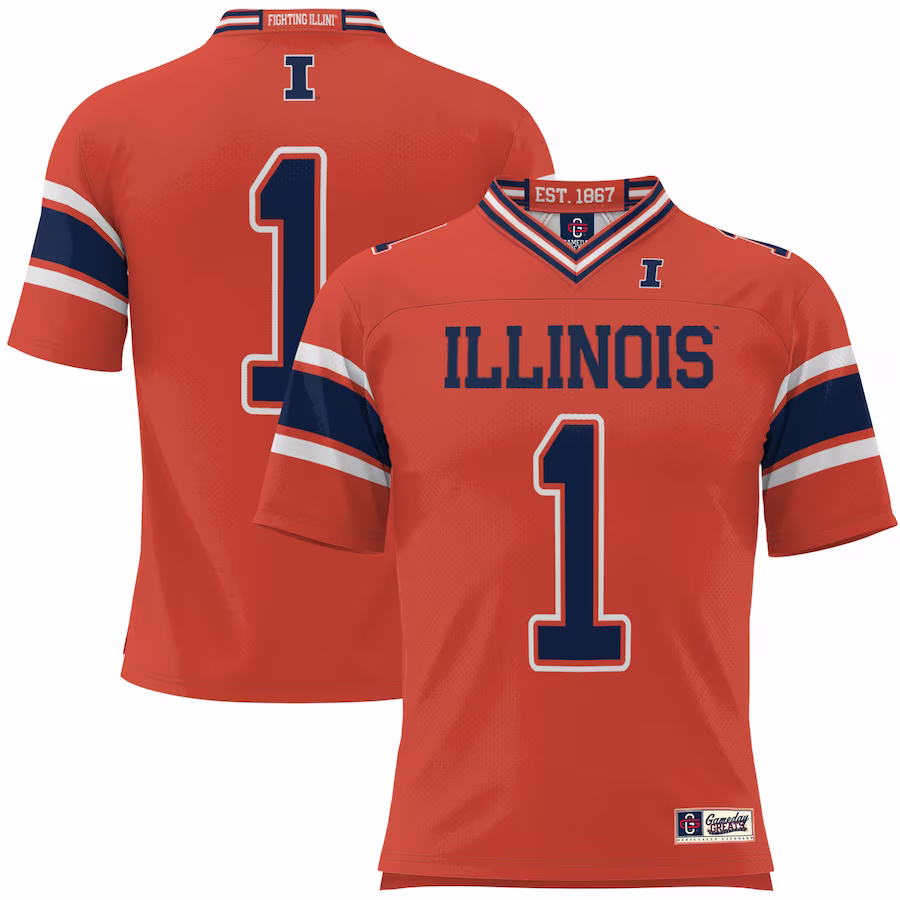 #1 Illinois Fighting Illini GameDay Greats Football Jersey - Orange - Ujersey Shop