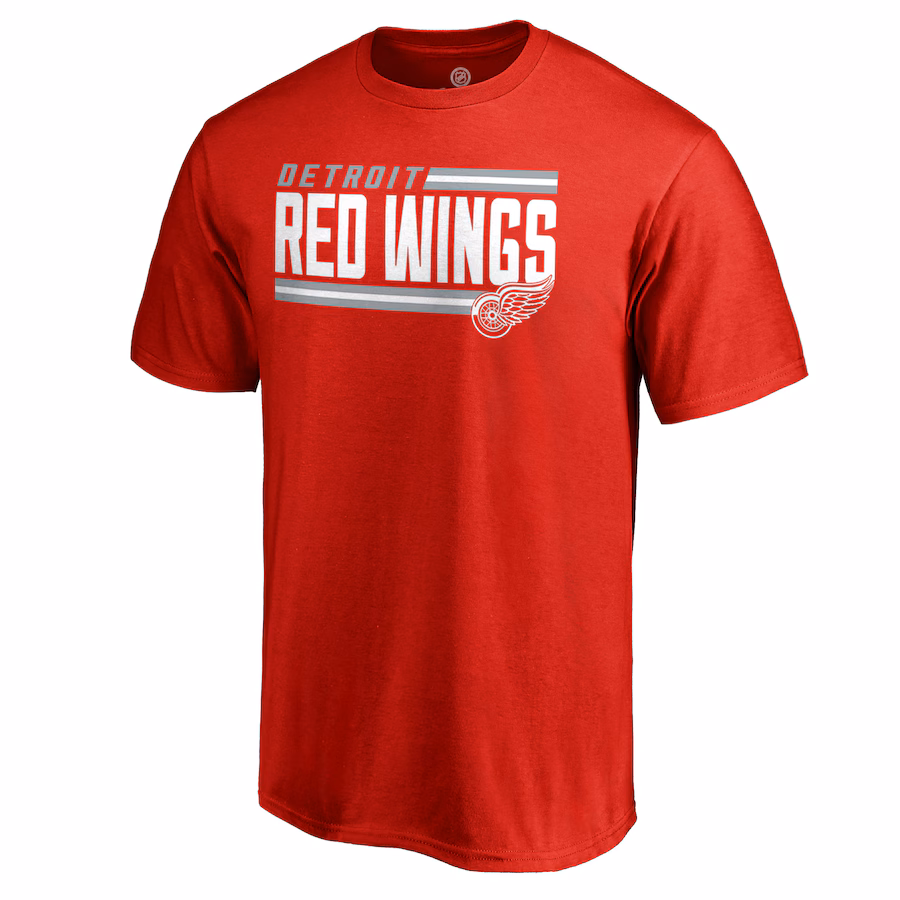 Men's Detroit Red Wings Red Iconic Collection On Side Stripe T-Shirt - Ujersey Shop