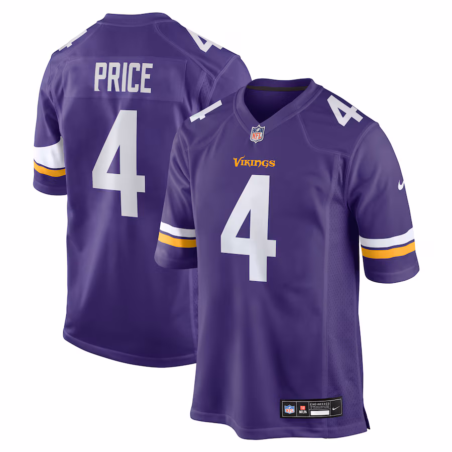 Men's Minnesota Vikings Myles Price Nike Purple Team Game Jersey - Ujersey Shop