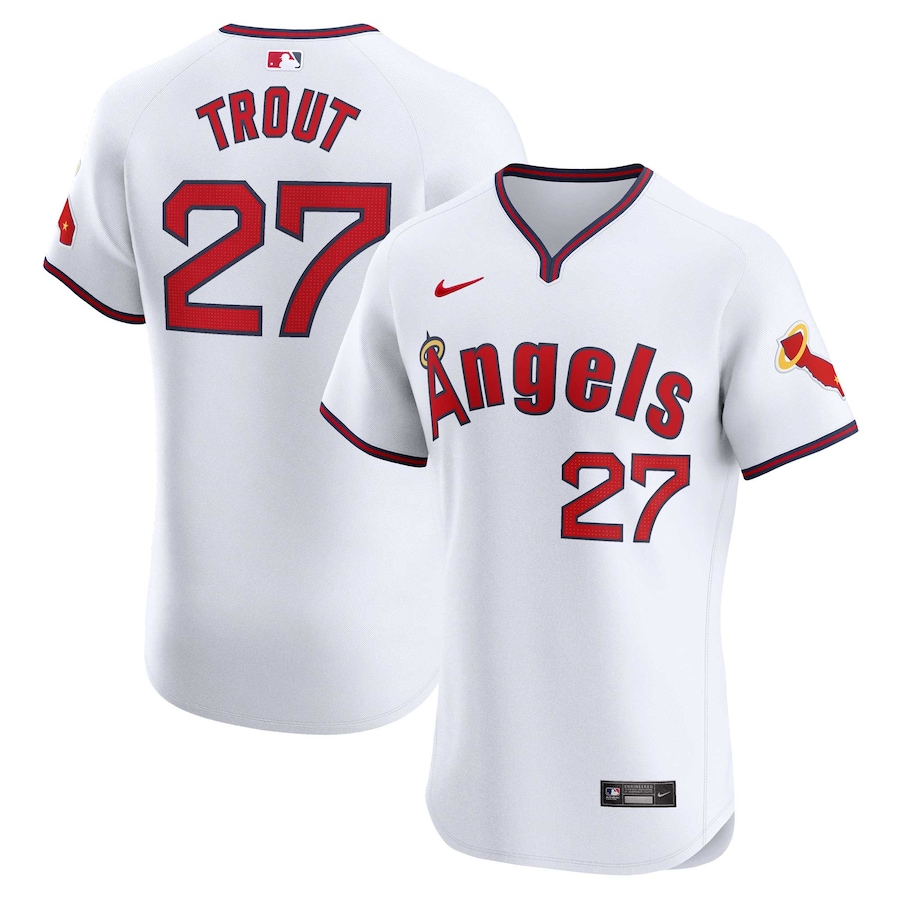Men's Los Angeles Angels Mike Trout Nike White Alternate Elite Player Jersey - Ujersey Shop