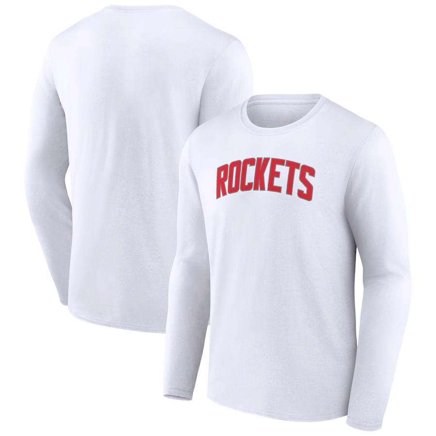 Men's Houston Rockets White Alternate Logo Long Sleeve T-Shirt - Ujersey Shop