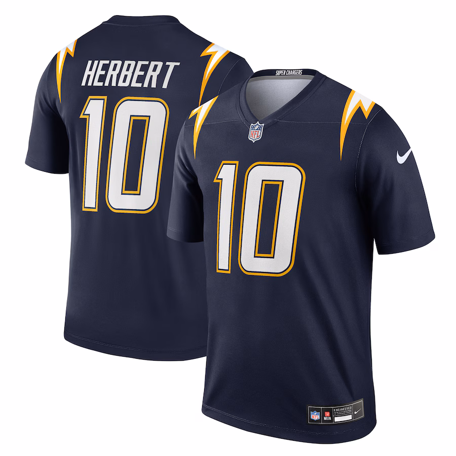 Men's Los Angeles Chargers Justin Herbert Nike Navy Alternate Super Chargers Legend Player Performance Top - Ujersey Shop