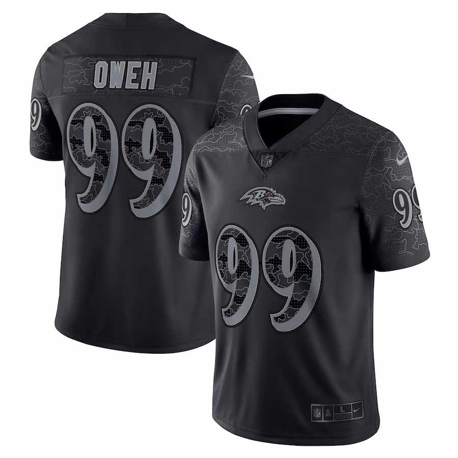 Men's Baltimore Ravens Odafe Oweh Nike Black RFLCTV Limited Jersey - Ujersey Shop
