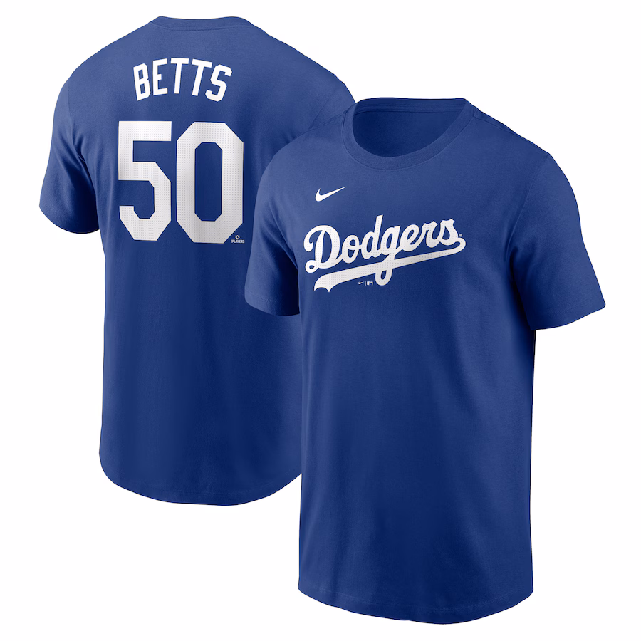 Men's Los Angeles Dodgers Mookie Betts Nike Royal Fuse Name & Number T-Shirt - Ujersey Shop