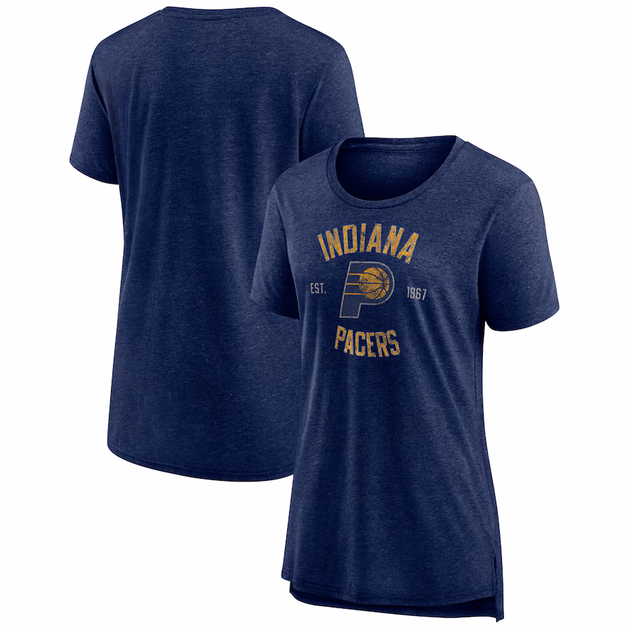 Women's Indiana Pacers Heather Navy Heritage Tri-Blend T-Shirt - Ujersey Shop