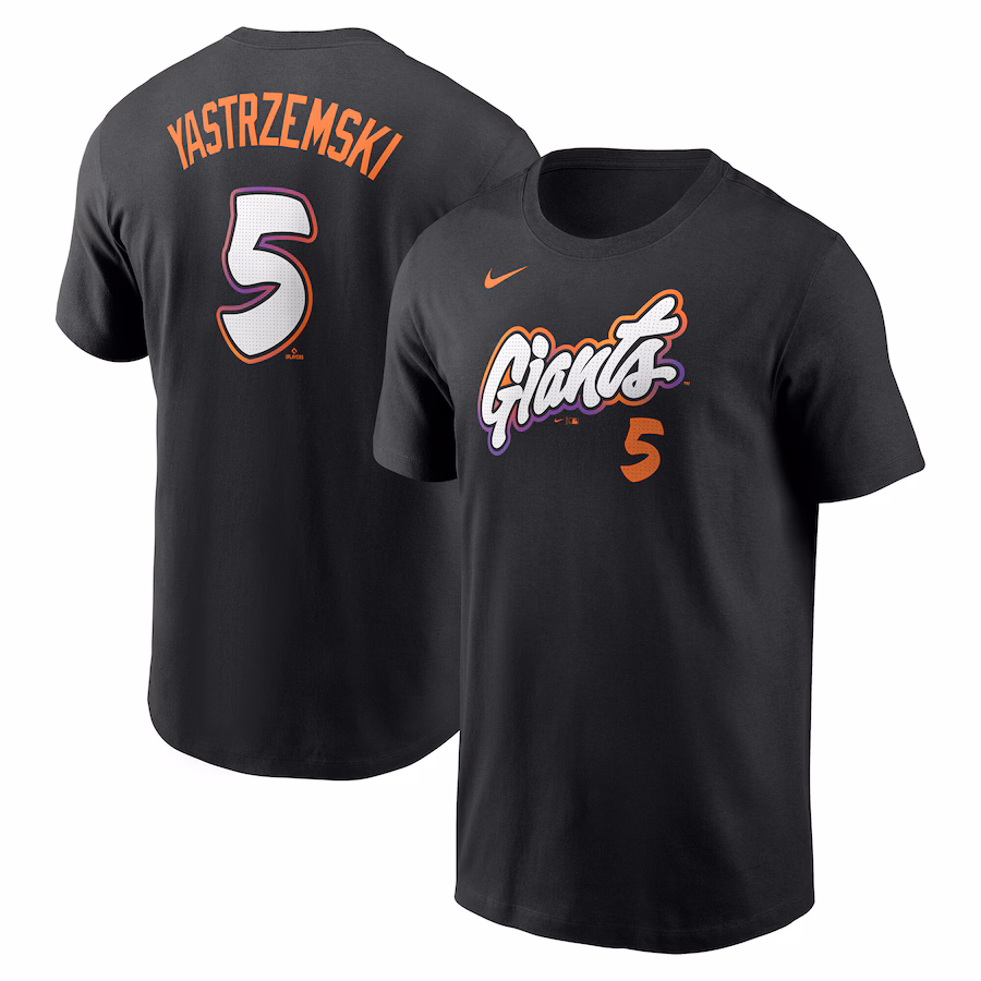 Men's San Francisco Giants Mike Yastrzemski Nike Anthracite 2025 City Connect Fuse Name & Number T-Shirt - Ujersey Shop