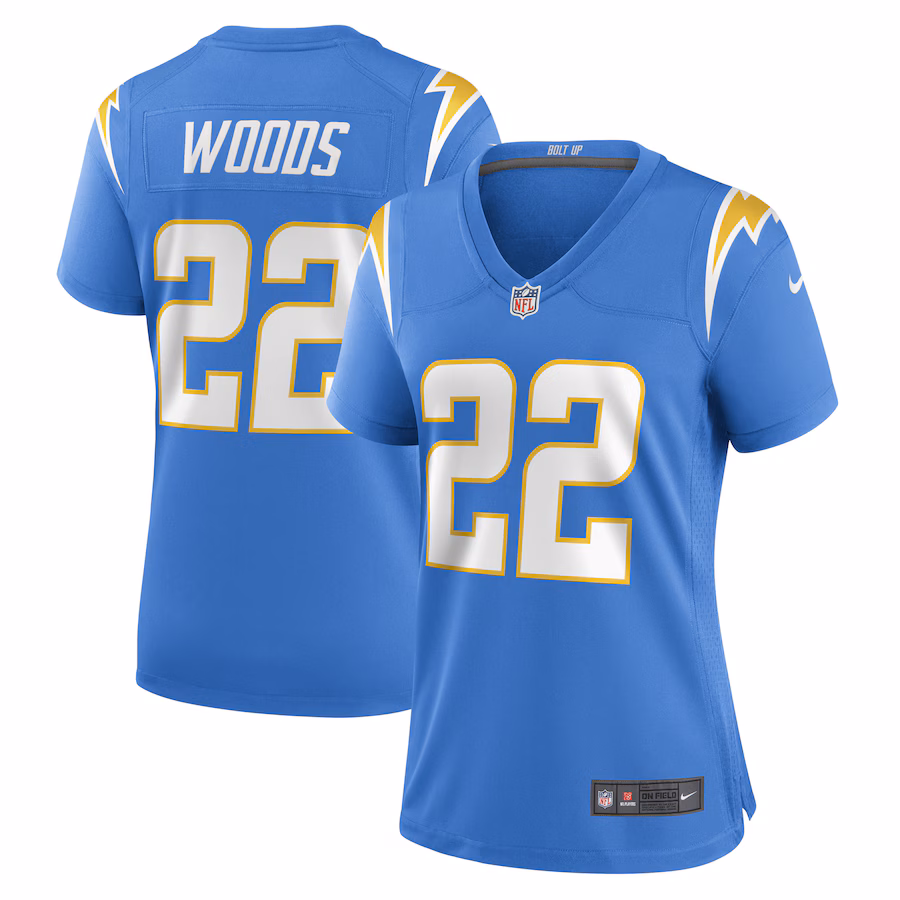 Women's Los Angeles Chargers JT Woods Nike Powder Blue Game Player Jersey - Ujersey Shop