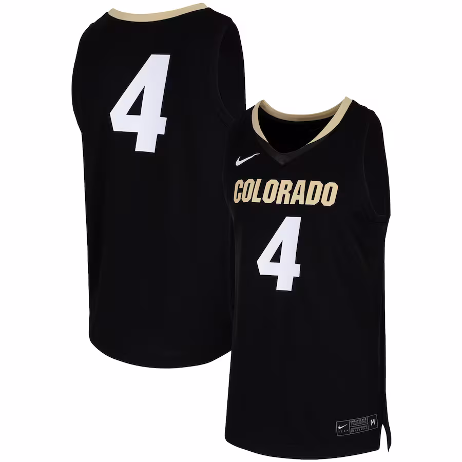 #4 Colorado Buffaloes Nike Team Replica Basketball Jersey - Black - Ujersey Shop