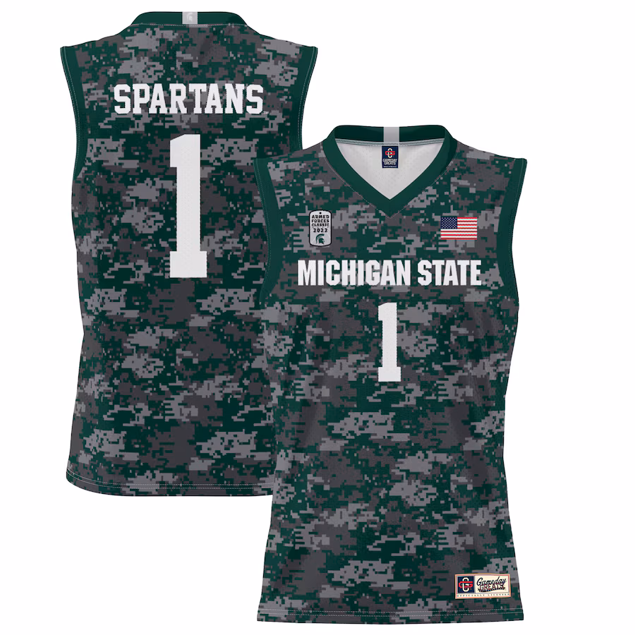 Men's GameDay Greats #1 Green Michigan State Spartans 2022 Carrier Classic Lightweight Jersey - Ujersey Shop
