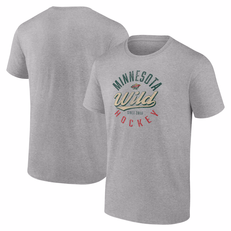 Men's Minnesota Wild Fanatics Gray Emblem T-Shirt - Ujersey Shop