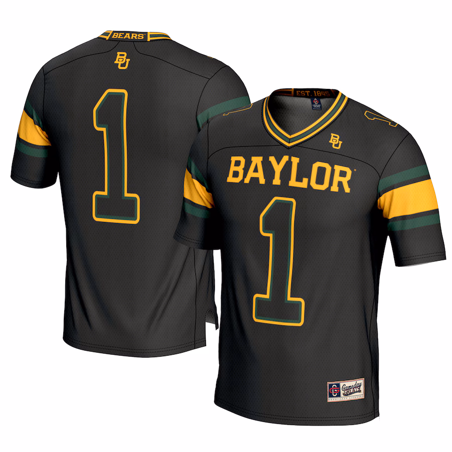 Men's GameDay Greats #1 Black Baylor Bears Football Jersey - Ujersey Shop