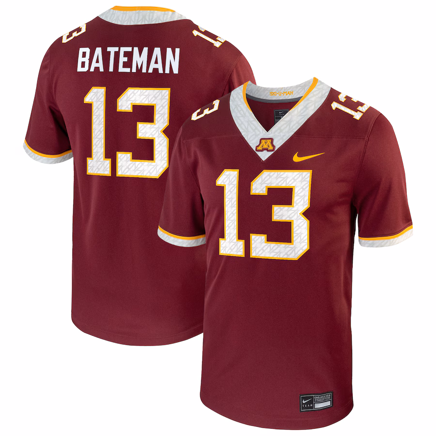 Men's Nike Rashod Bateman Maroon Minnesota Golden Gophers Player Game Jersey - Ujersey Shop