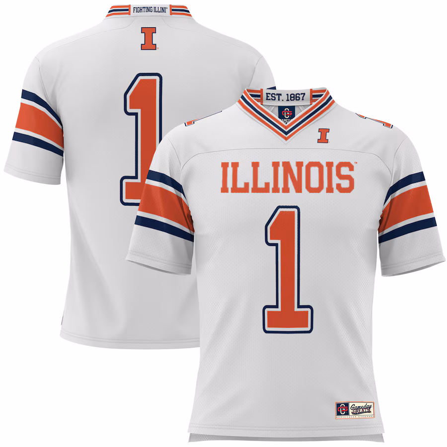 Men's GameDay Greats #1 White Illinois Fighting Illini Football Jersey - Ujersey Shop