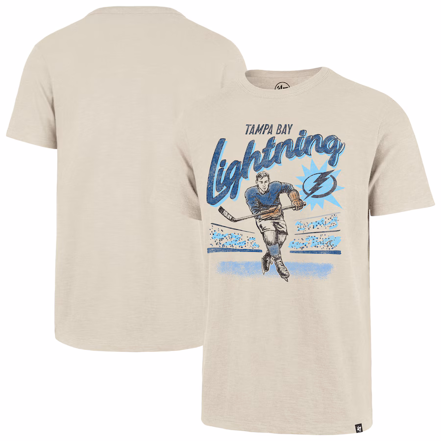 Men's Tampa Bay Lightning '47 Natural Hockey Player Golden Age Scrum T-Shirt - Ujersey Shop