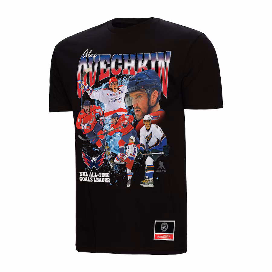 Men's Washington Capitals Alexander Ovechkin Mitchell & Ness Black NHL All-Time Leading Goal Scorer Graphic T-Shirt - Ujersey Shop