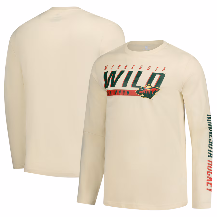 Men's Minnesota Wild Fanatics Cream Long Sleeve T-Shirt - Ujersey Shop