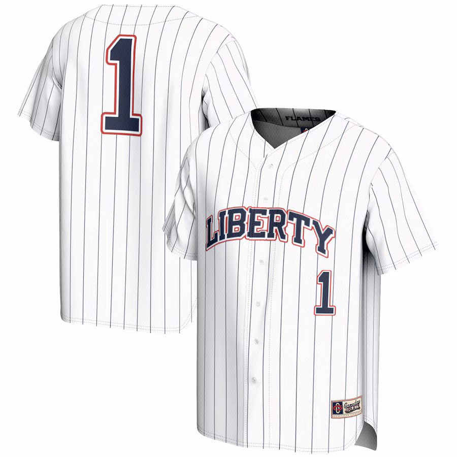 Youth GameDay Greats #1 White Liberty Flames Lightweight Baseball Fashion Jersey - Ujersey Shop