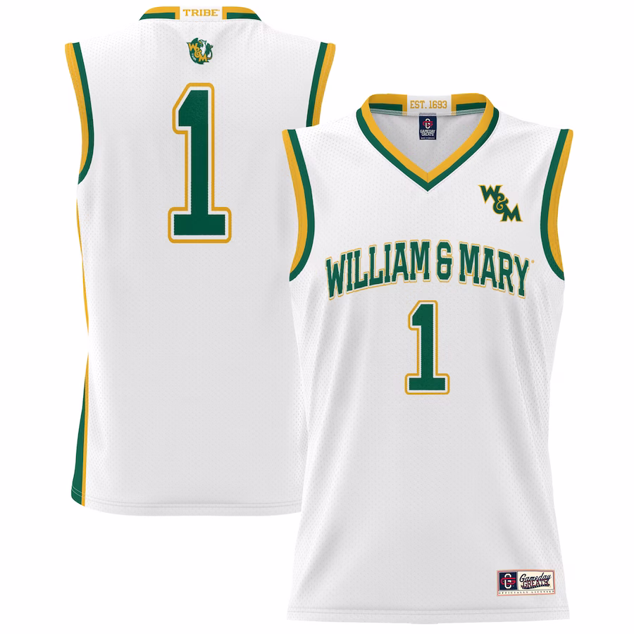 #1 William & Mary Tribe GameDay Greats Youth Lightweight Basketball Jersey - White - Ujersey Shop
