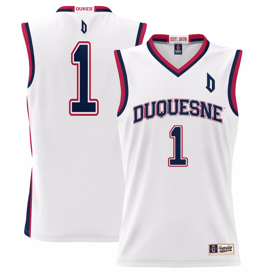 #1  Duquesne Dukes GameDay Greats  Lightweight Basketball Jersey - White - Ujersey Shop