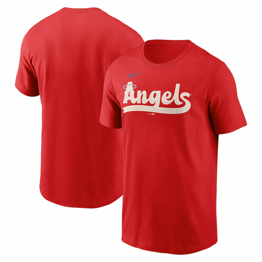 Men's Los Angeles Angels Nike Red City Connect Wordmark T-Shirt - Ujersey Shop
