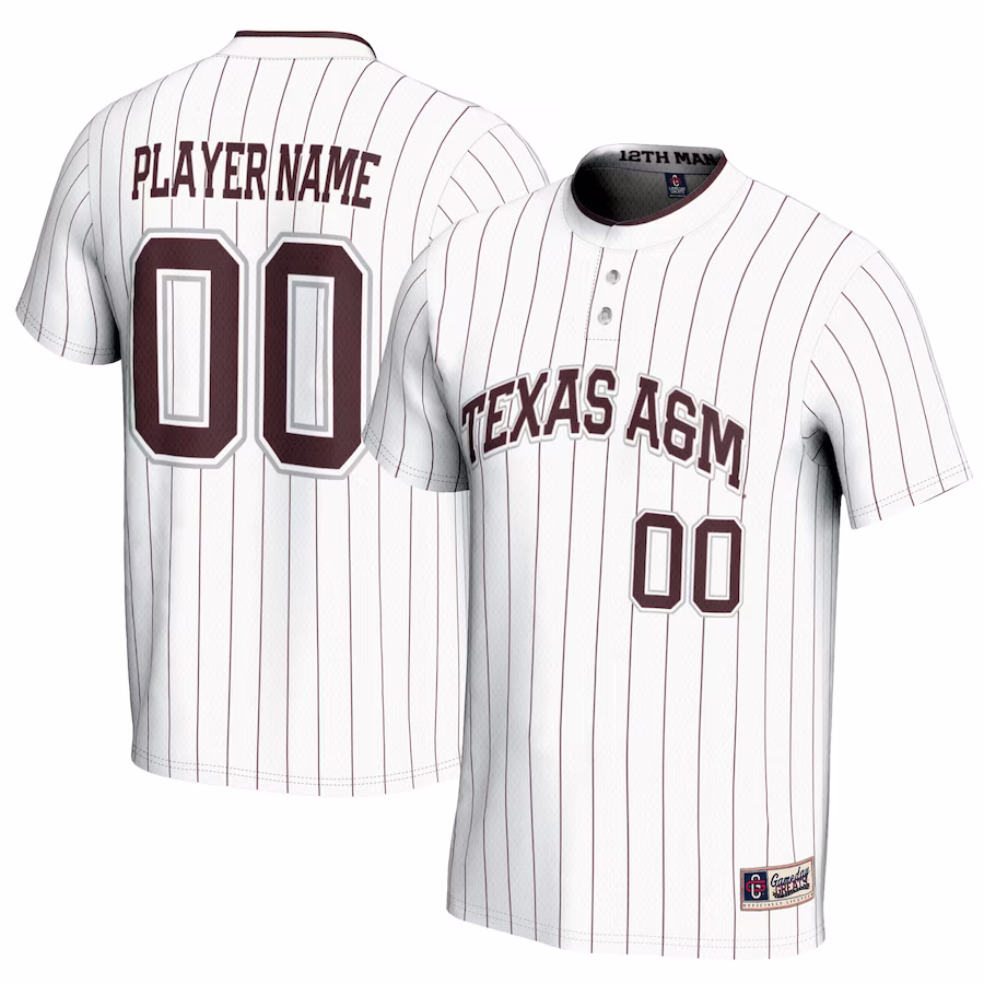 Texas A&M Aggies GameDay Greats Unisex NIL Pick-A-Player Lightweight Softball Jersey - White - Ujersey Shop