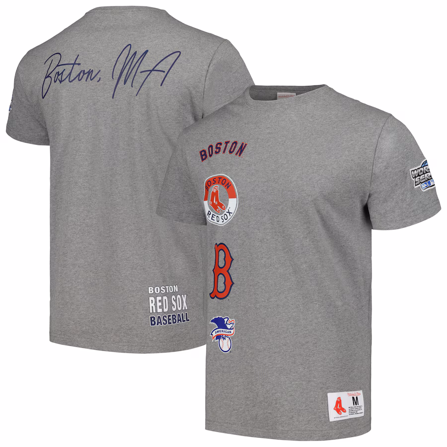 Men's Boston Red Sox Mitchell & Ness Heather Gray Cooperstown Collection City Collection T-Shirt - Ujersey Shop
