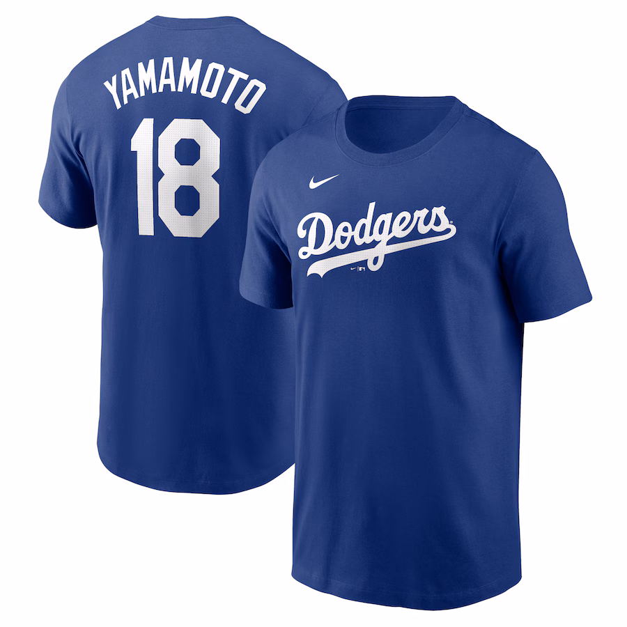 Men's Los Angeles Dodgers Yoshinobu Yamamoto Nike Royal Fuse Name & Number T-Shirt - Ujersey Shop