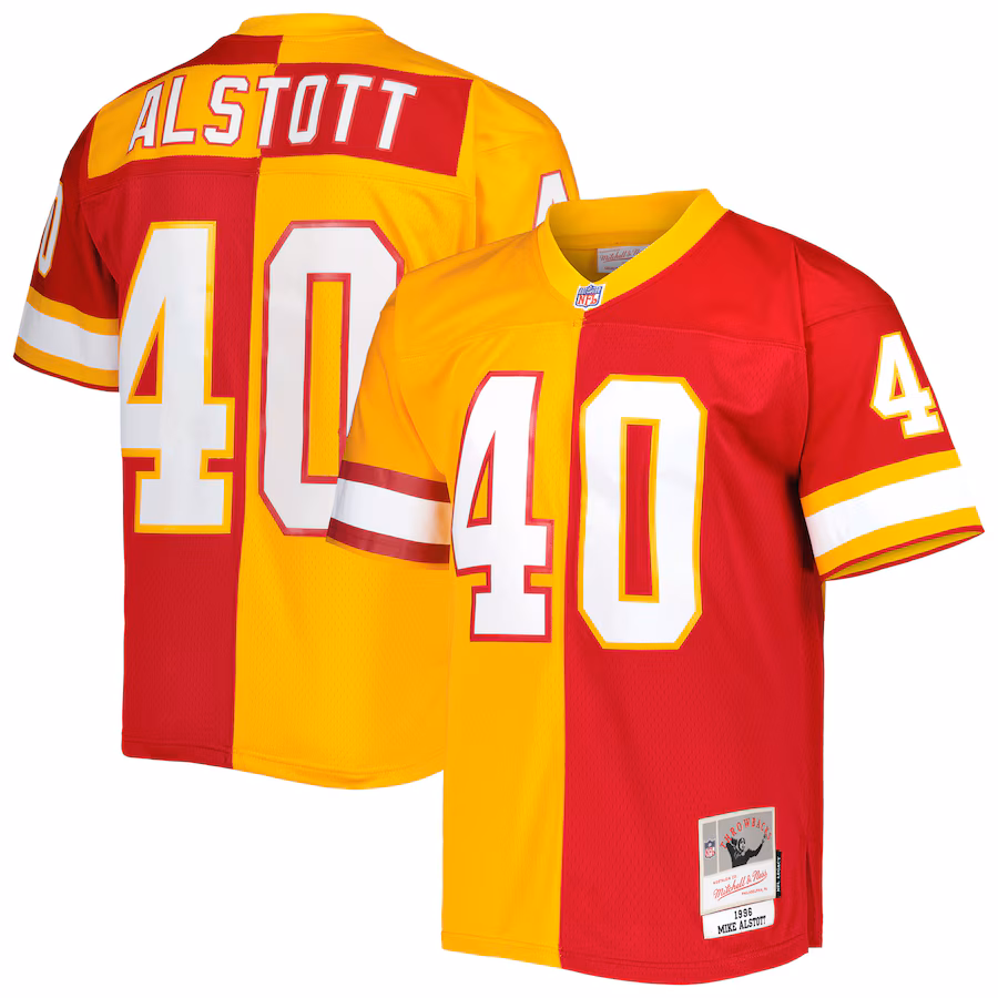 Men's Tampa Bay Buccaneers Mike Alstott Mitchell & Ness Orange/Red 1996 Split Legacy Replica Jersey - Ujersey Shop