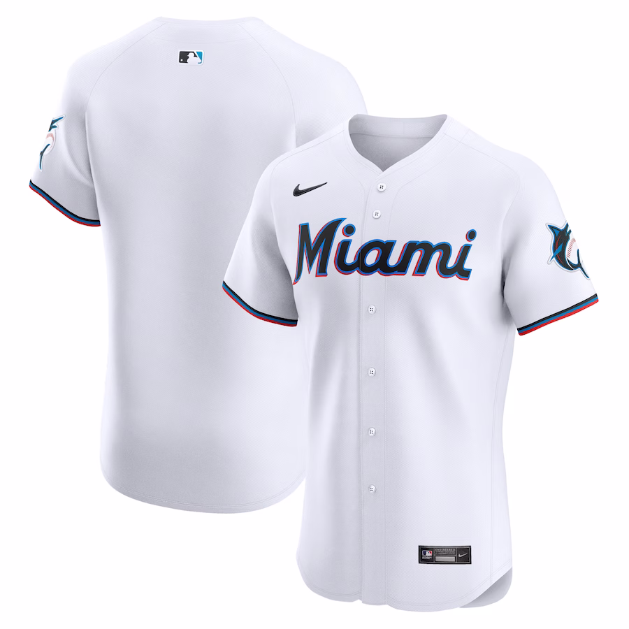 Men's Miami Marlins Nike White Home Elite Jersey - Ujersey Shop