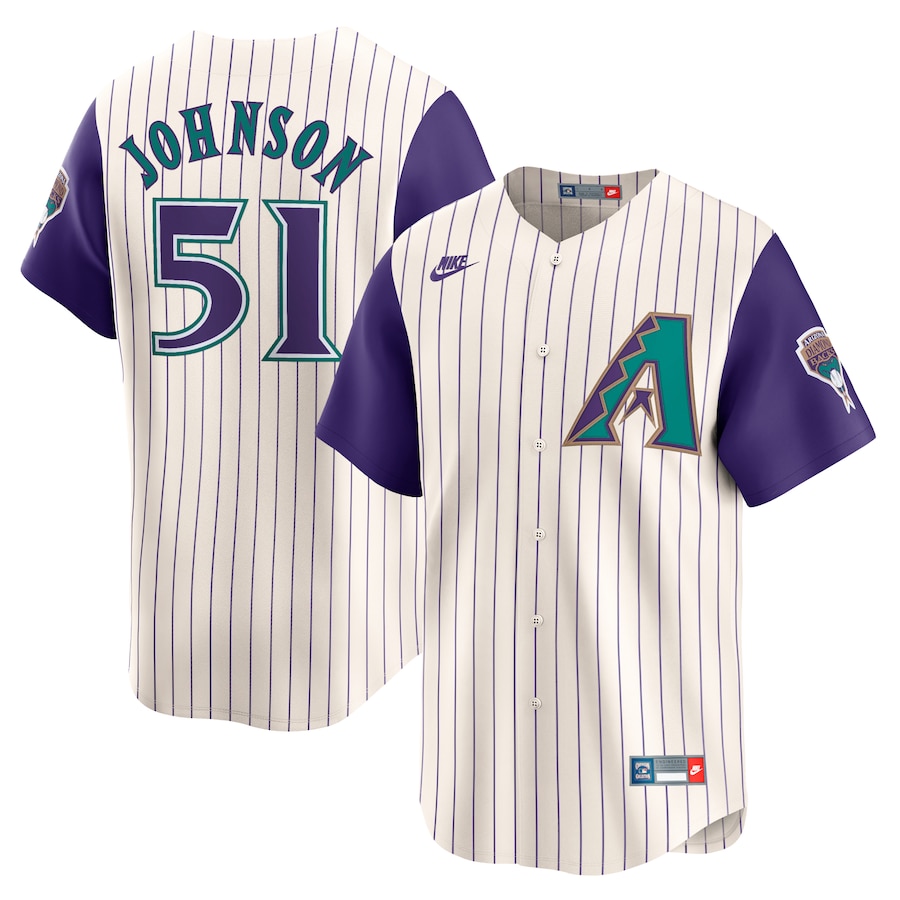 Men's Arizona Diamondbacks Randy Johnson Nike Cream Throwback Cooperstown Collection Limited Jersey - Ujersey Shop