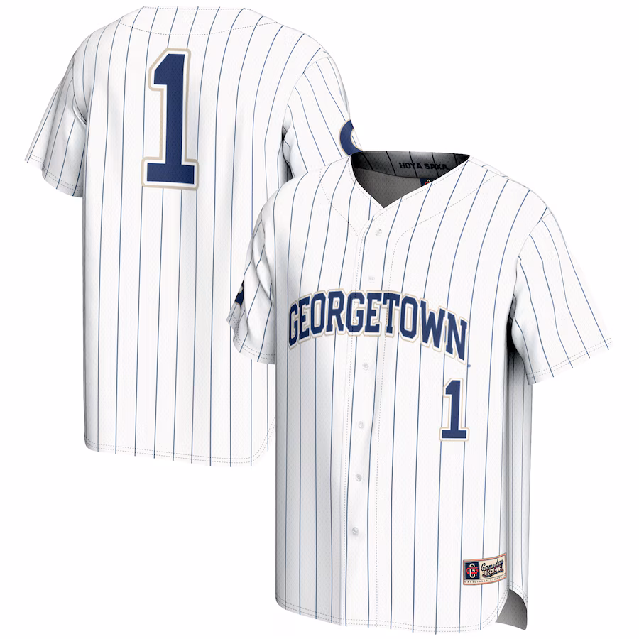 Men's GameDay Greats #1 White Georgetown Hoyas Lightweight Baseball Fashion Jersey - Ujersey Shop