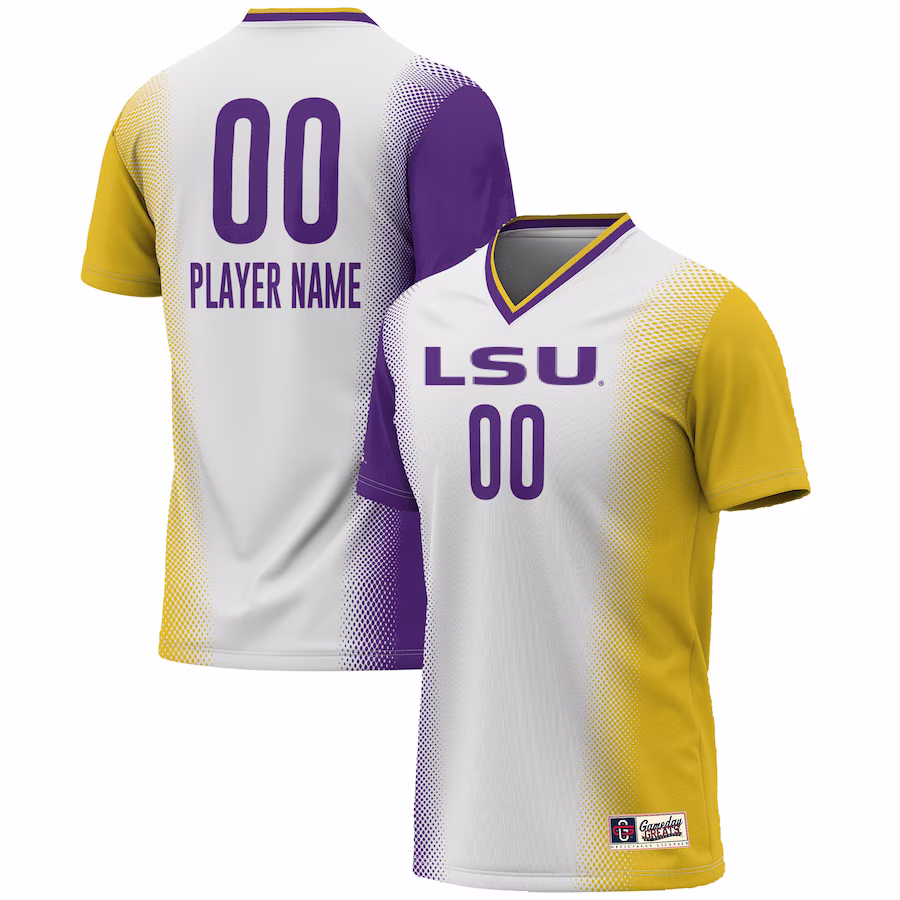 LSU Tigers GameDay Greats Youth NIL Pick-A-Player Lightweight Women's Soccer Jersey - White - Ujersey Shop
