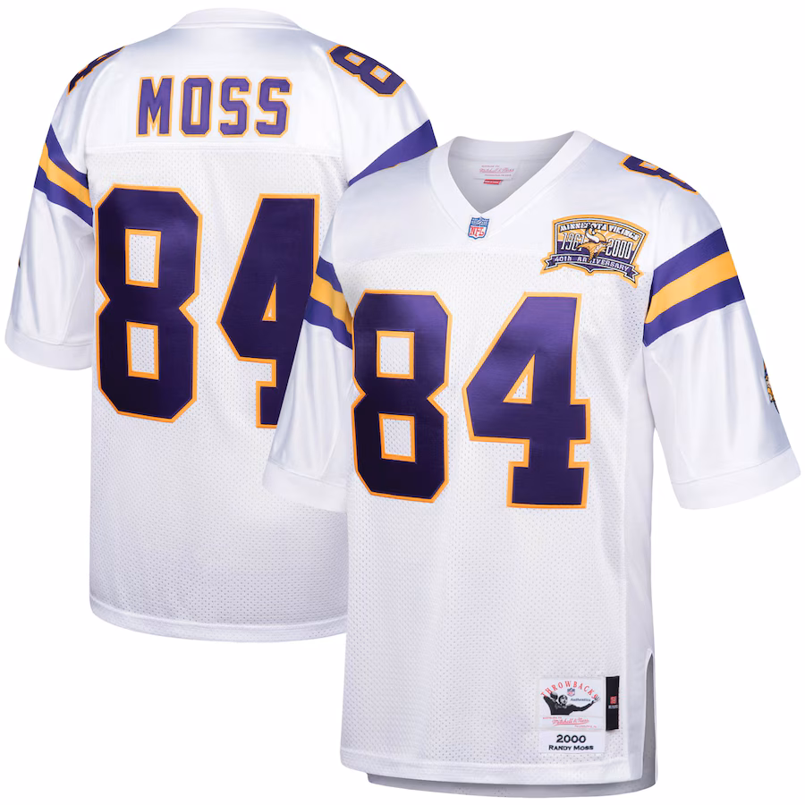 Men's Minnesota Vikings 2000 Randy Moss Mitchell & Ness White Authentic Throwback Retired Player Jersey - Ujersey Shop