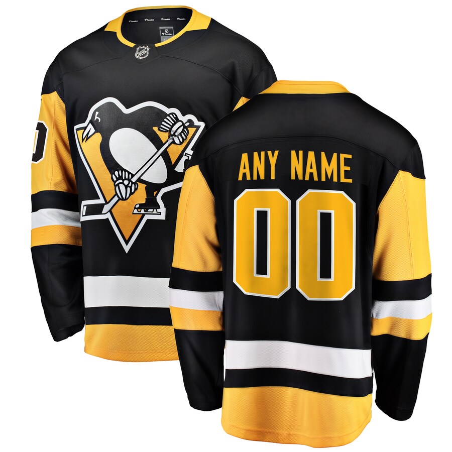 Men's Pittsburgh Penguins Fanatics Branded Black Home Breakaway Custom Jersey - Ujersey Shop