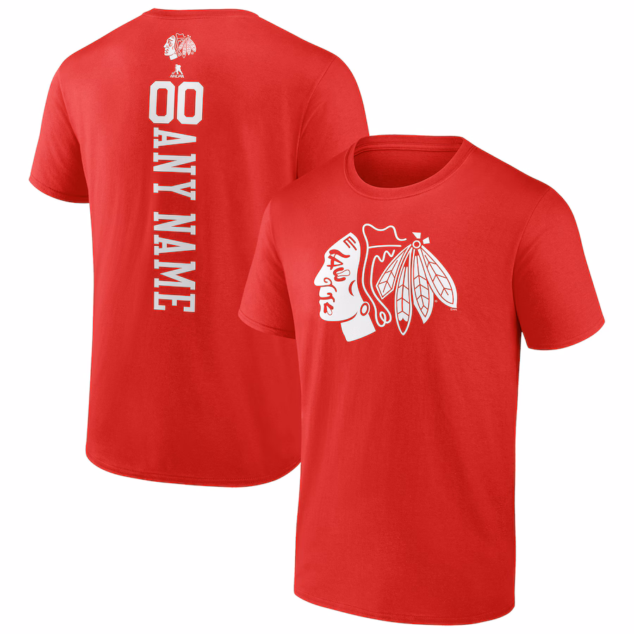 Men's Chicago Blackhawks Red Personalized One Color T-Shirt - Ujersey Shop