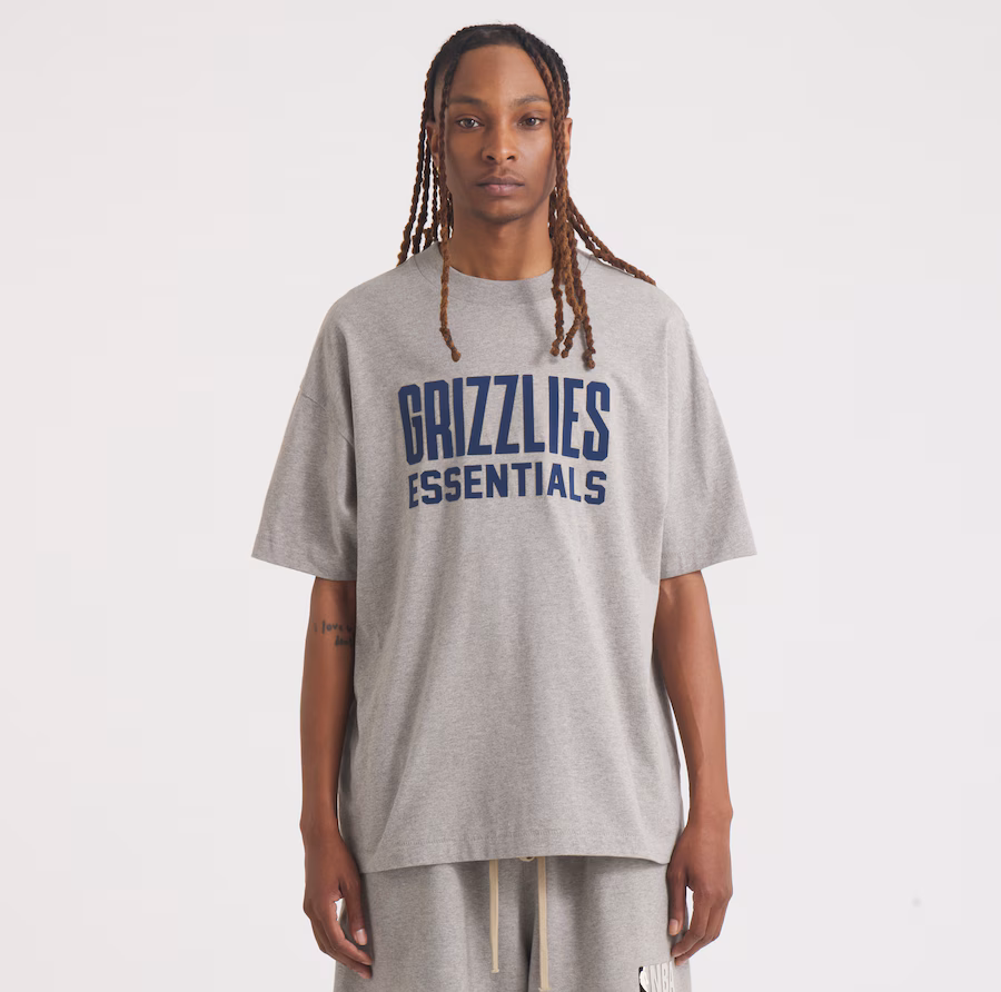 Unisex Memphis Grizzlies Fear of God Gray NBA x ESSENTIALS T-Shirt - Ujersey Shop