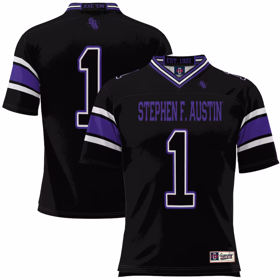 #1 Stephen F Austin Lumberjacks GameDay Greats Football Jersey - Black - Ujersey Shop