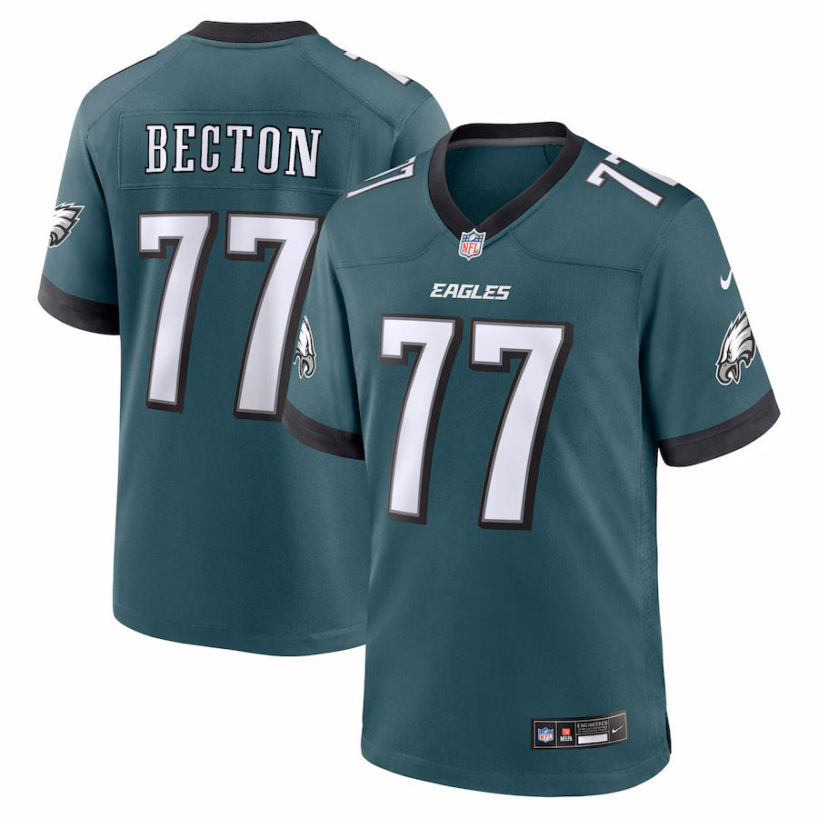 Men's Philadelphia Eagles Mekhi Becton Nike Midnight Green Team Game Jersey - Ujersey Shop