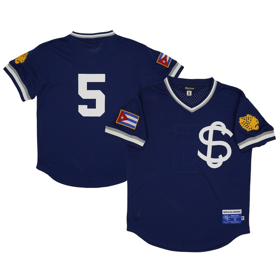 Men's Santa Clara Leopardos #5 Rings & Crwns Navy Mesh Replica V-Neck Jersey - Ujersey Shop