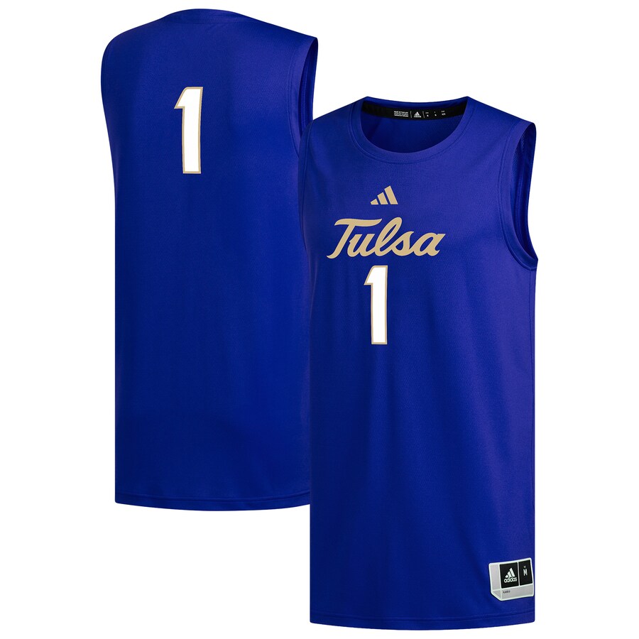 Men's adidas #1 Royal Tulsa Golden Hurricane Replica Basketball Jersey - Ujersey Shop