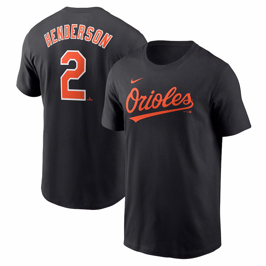 Men's Baltimore Orioles Gunnar Henderson Nike Black Fuse Name & Number T-Shirt - Ujersey Shop